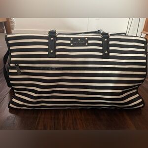 Kate Spade Black & White Stripe Weekender Travel Crossbody Bag